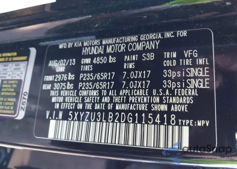 2013 Hyundai Santa Fe Sport из США, поврежденный, VIN 5XYZU3LB2DG115418